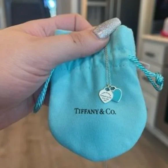 Tiffany blue double heart necklace best sale